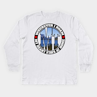 Heart Stays Home - Montana Kids Long Sleeve T-Shirt